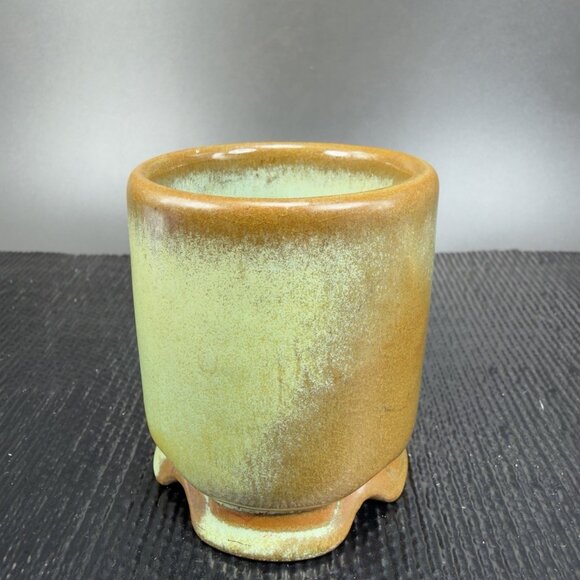 Frankoma Pottery Plainsman Toothpick Holder Bud Vase Prairie Green Marked VTG - Picture 8 of 9